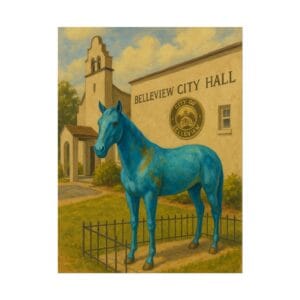 Belleview Blue Horse Poster | Ocala Horse Art | Scrappy Pixel Print